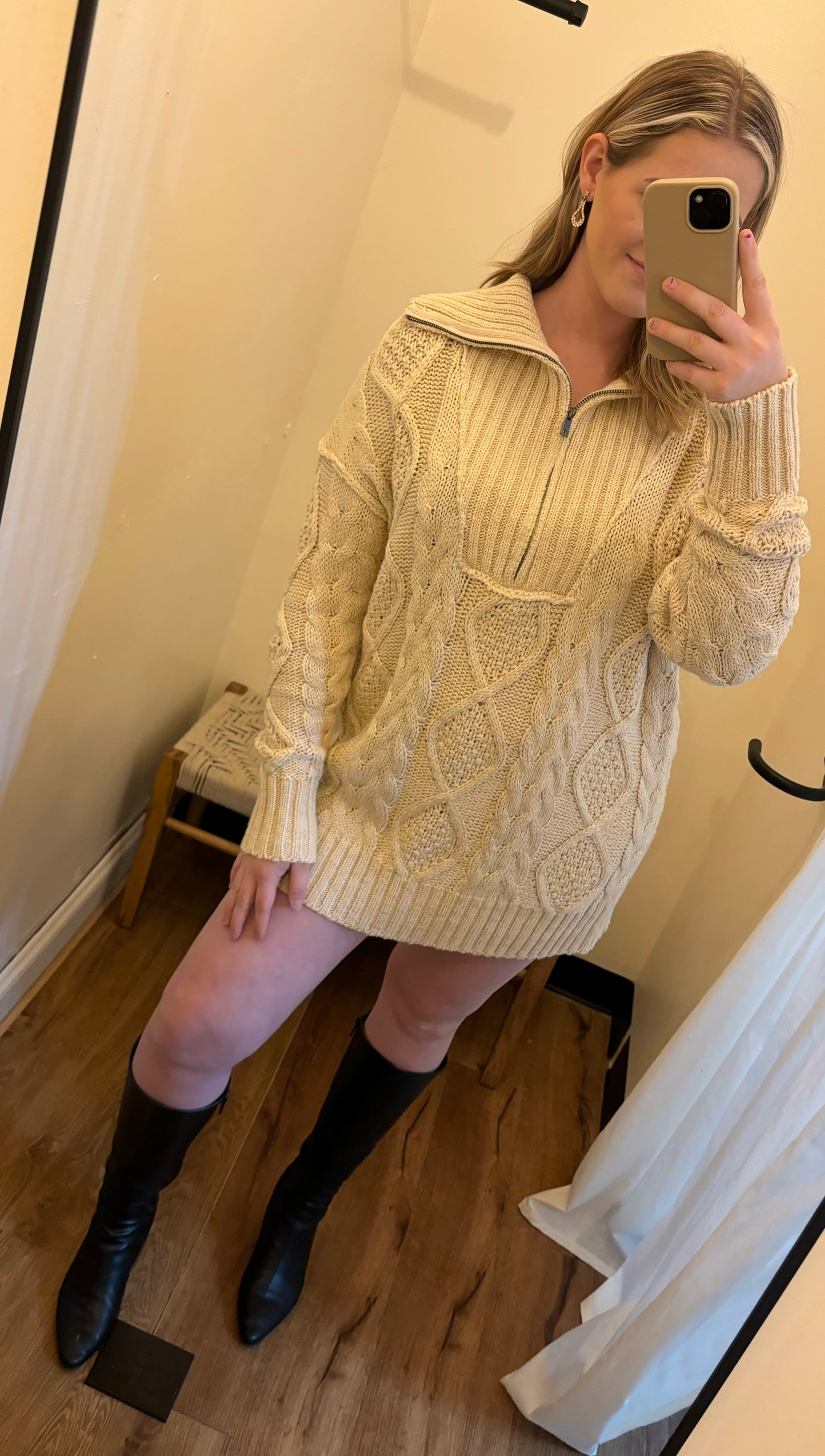 Oversized Knit Quarter Zip Sweater