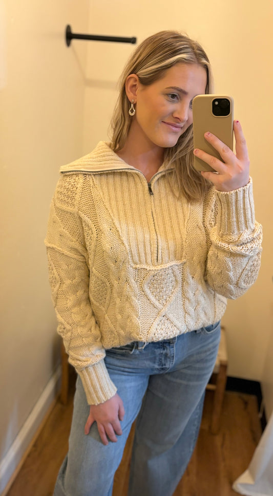 Oversized Knit Quarter Zip Sweater