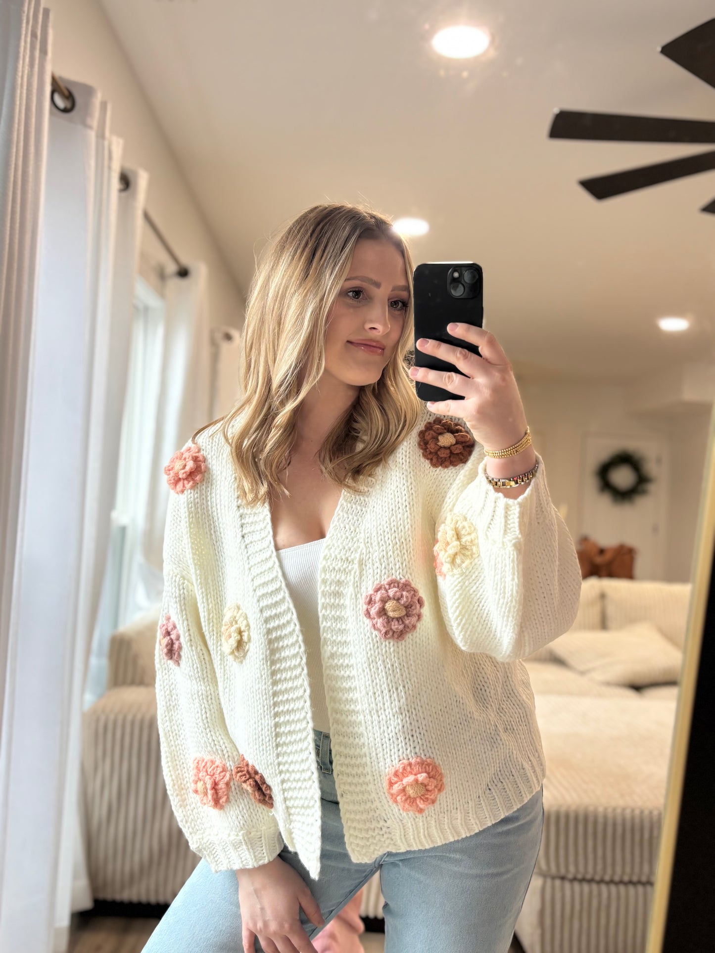 Multi Colored Flower Knit Cardi