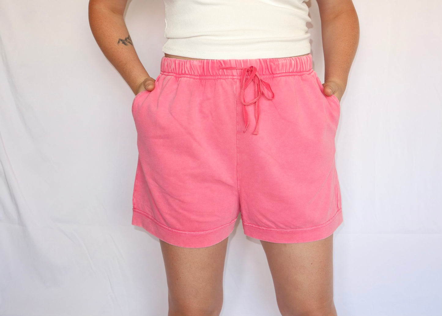 Pink Mineral Wash Shorts