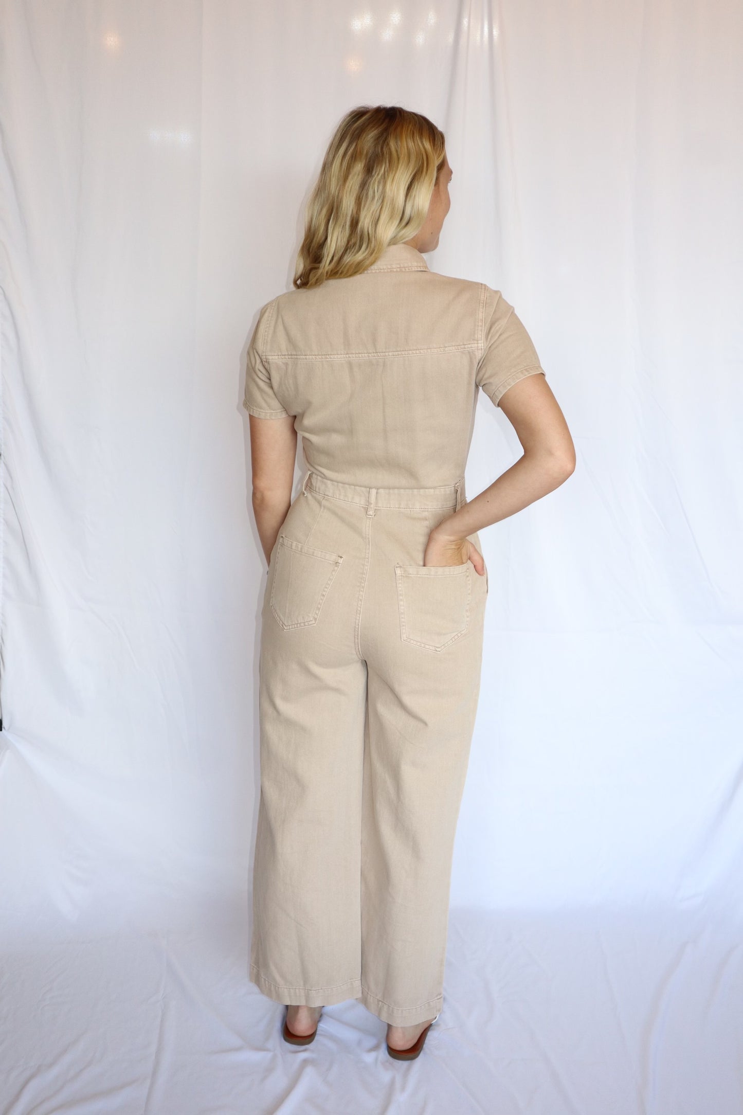 Short Sleeve Button down shirt jumpsuit