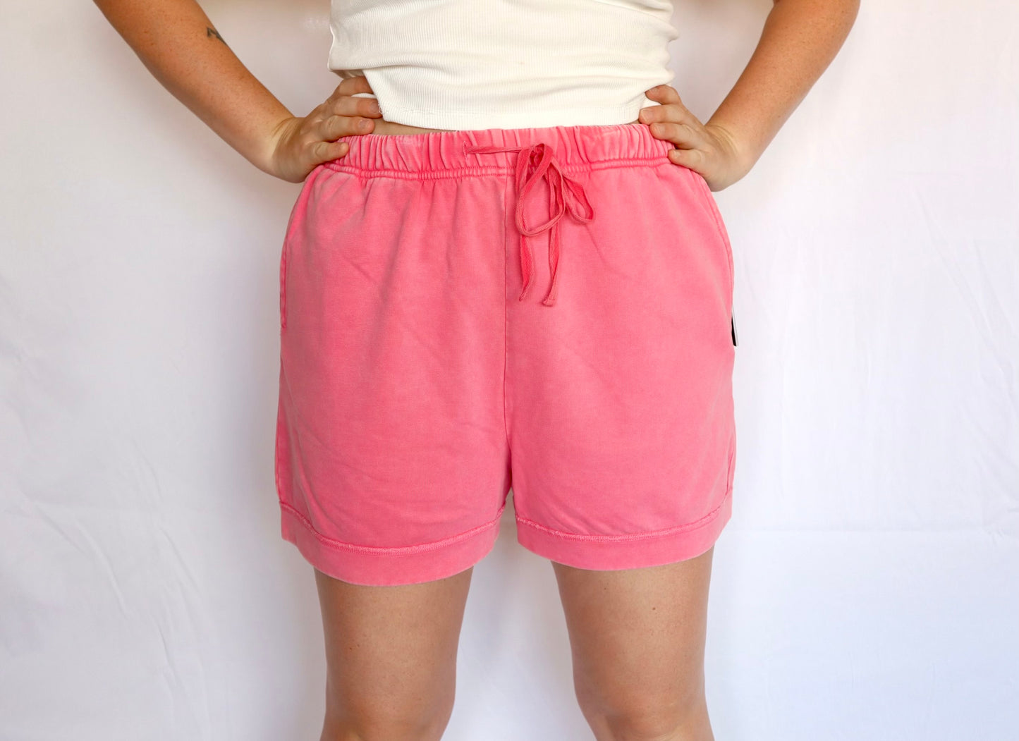 Pink Mineral Wash Shorts