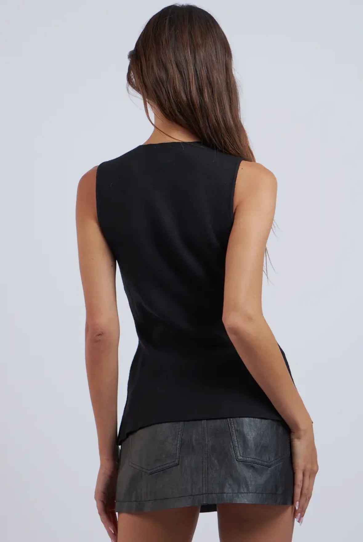 Slit Knit Sweater Vest Top