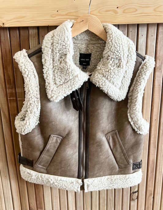 Faux Leather Teddy Bear Vest