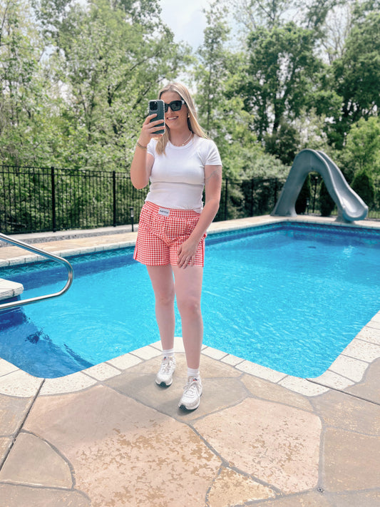 Red Plaid Boxer Shorts