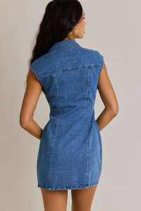 Collared Sleeveless Denim Dress