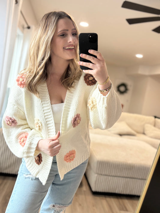 Multi Colored Flower Knit Cardi