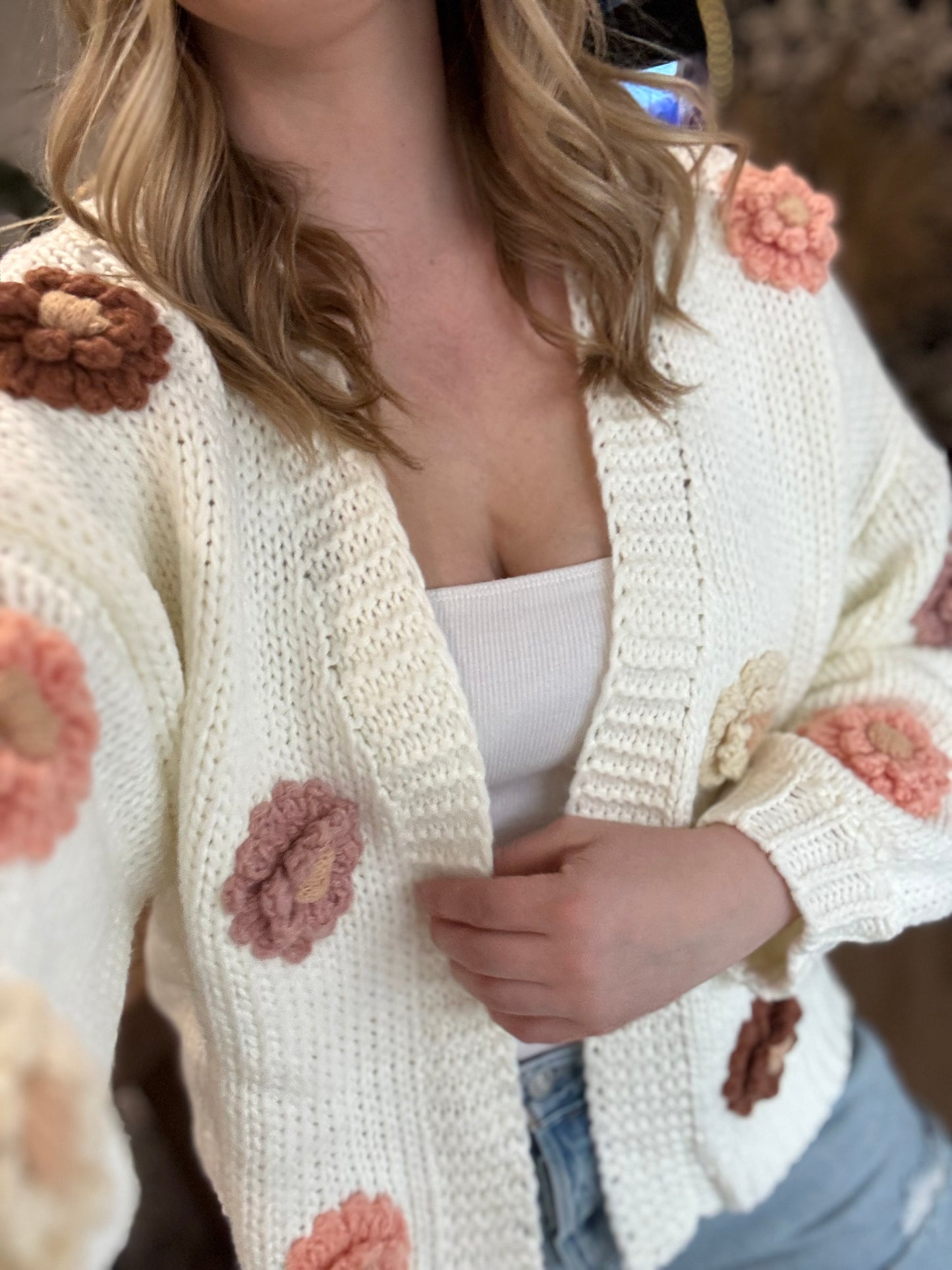 Multi Colored Flower Knit Cardi