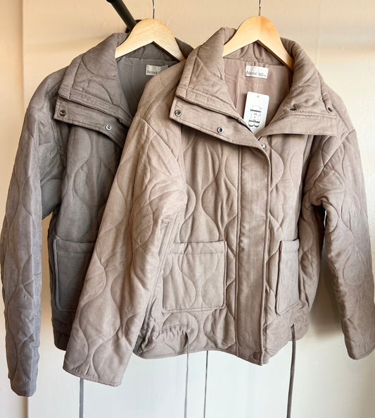 Quilted Puff Collar Jacket