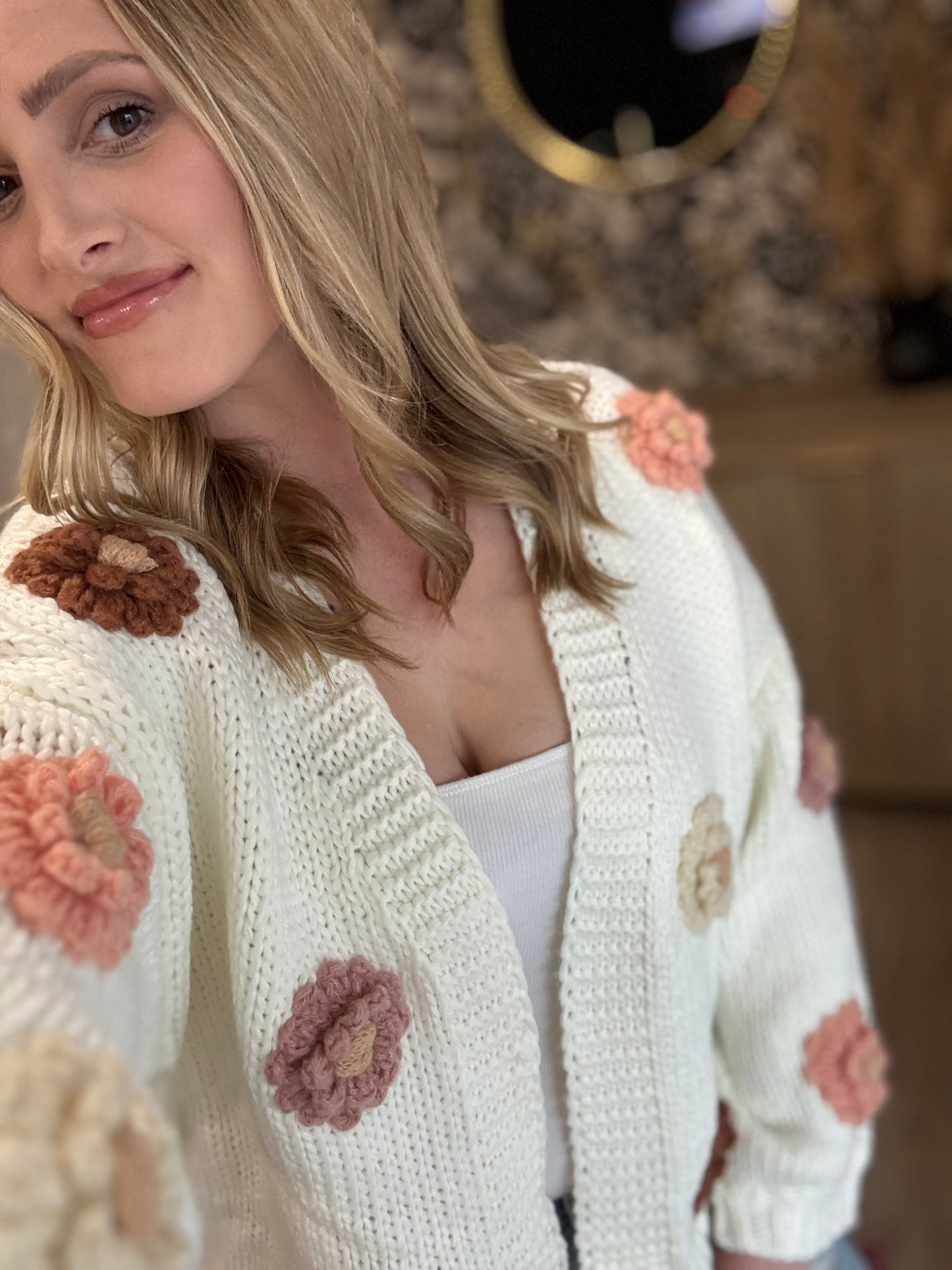 Multi Colored Flower Knit Cardi