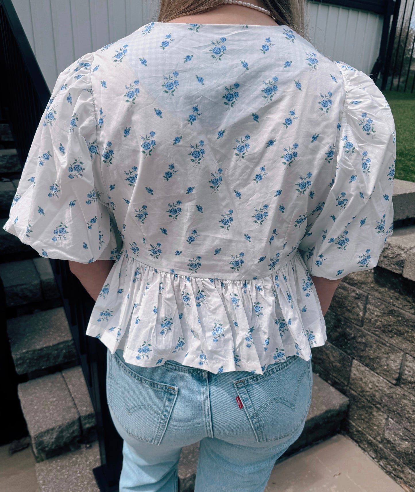 Ditsy Floral Print Bow Tie Top